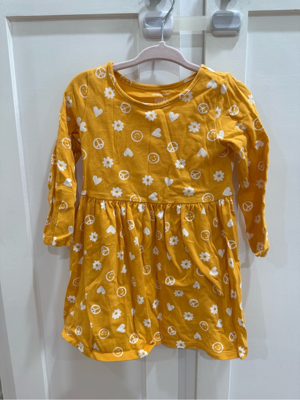 Girls' Yellow Floral & Heart Long-Sleeve Knit Dress (2 in set)
